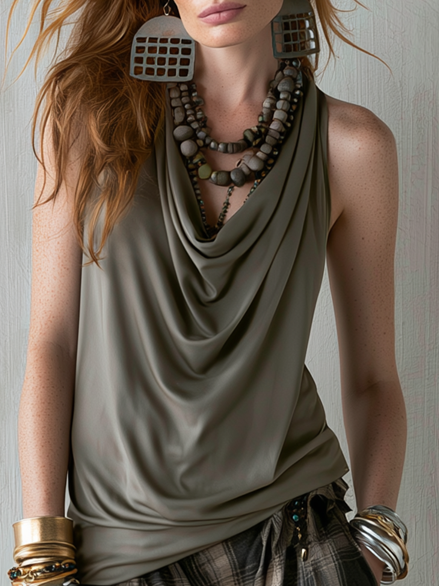 Bohemian Gray Draped Top