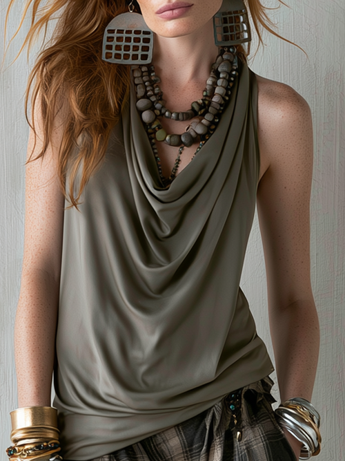 Bohemian Gray Draped Top