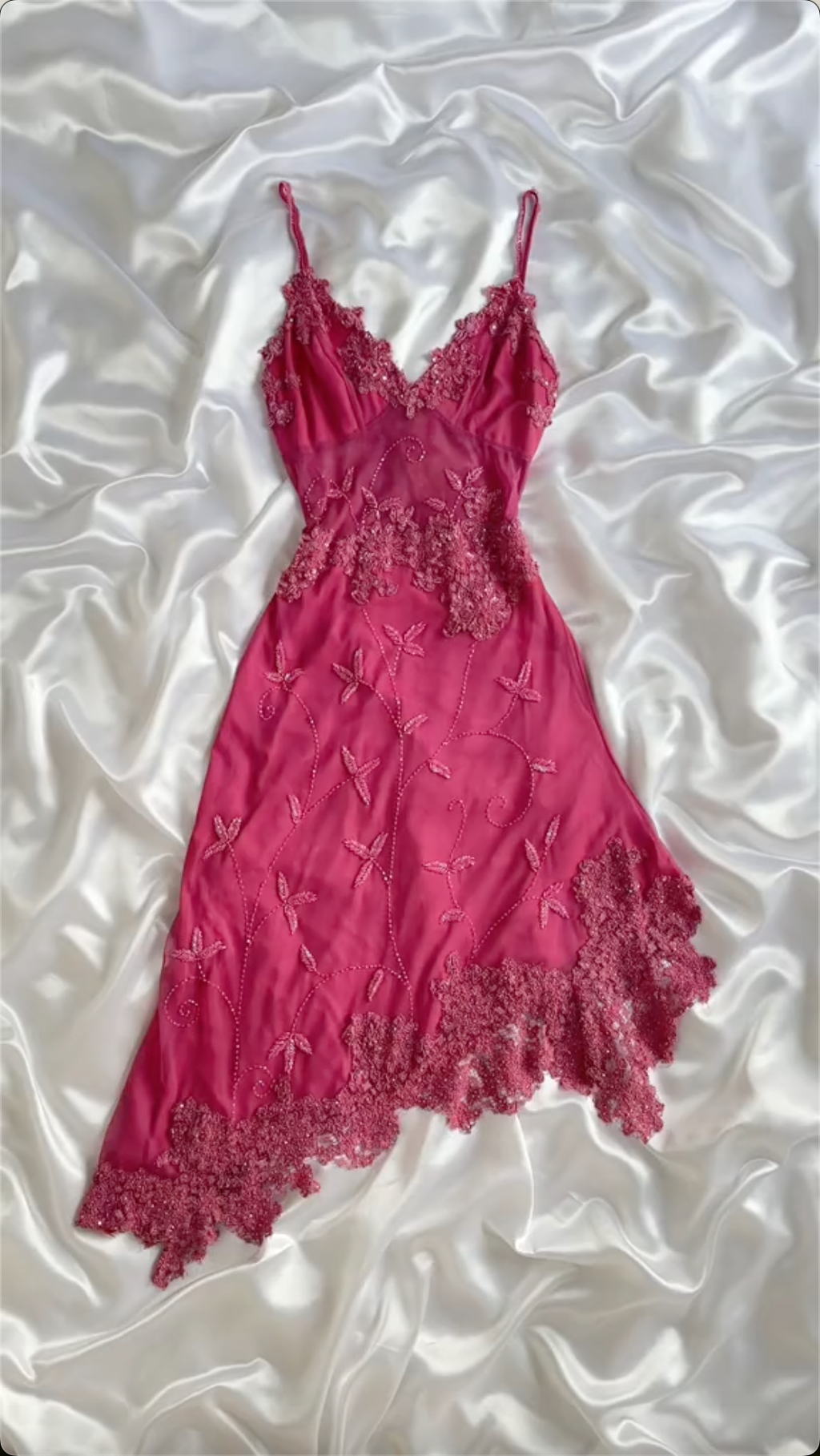 Red Magenta 3D Lace Strappy Midi Dress