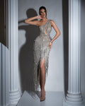 Antéa Silver Dress with Tassels and Crystals