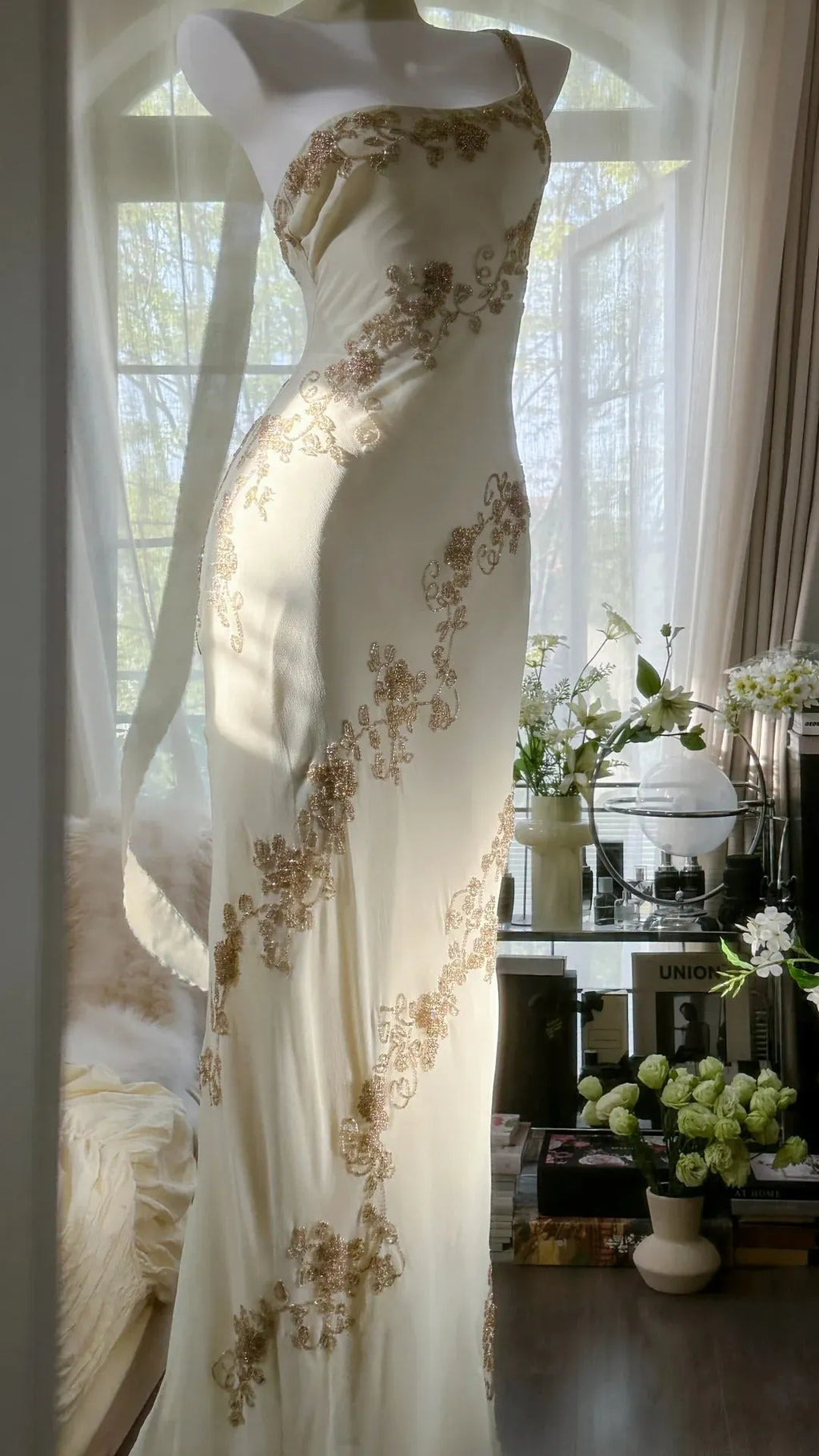 Ivory White Vintage Fashion One Shoulder Exquisite Beaded Long Chiffon Ball Gown Birthday Party Dress Cocktail Party Dress Evening Dress Prom Dress 3971