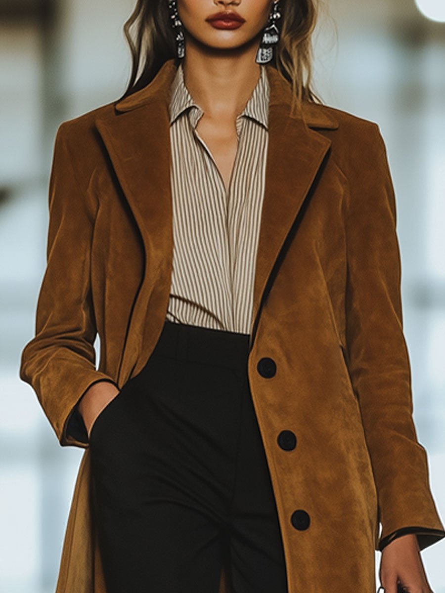 [24-hour shipping out]Casual Loose Vintage Suede Single Breasted Lapel Coat