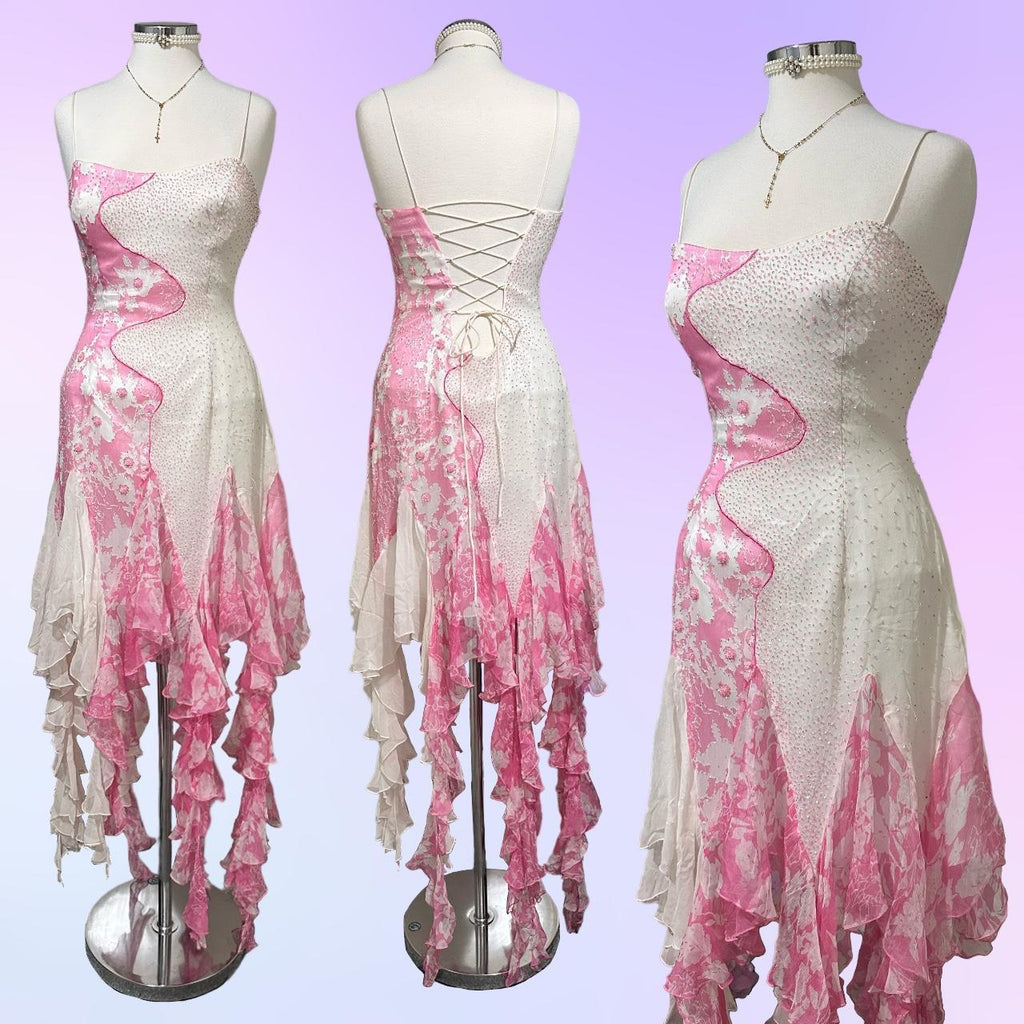 Women's White and Pink Dress