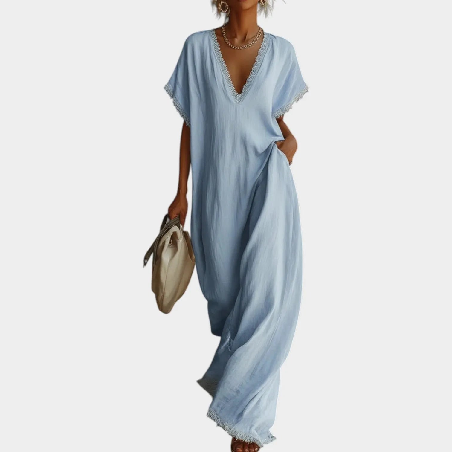Deep V-Neck Maxi Dress