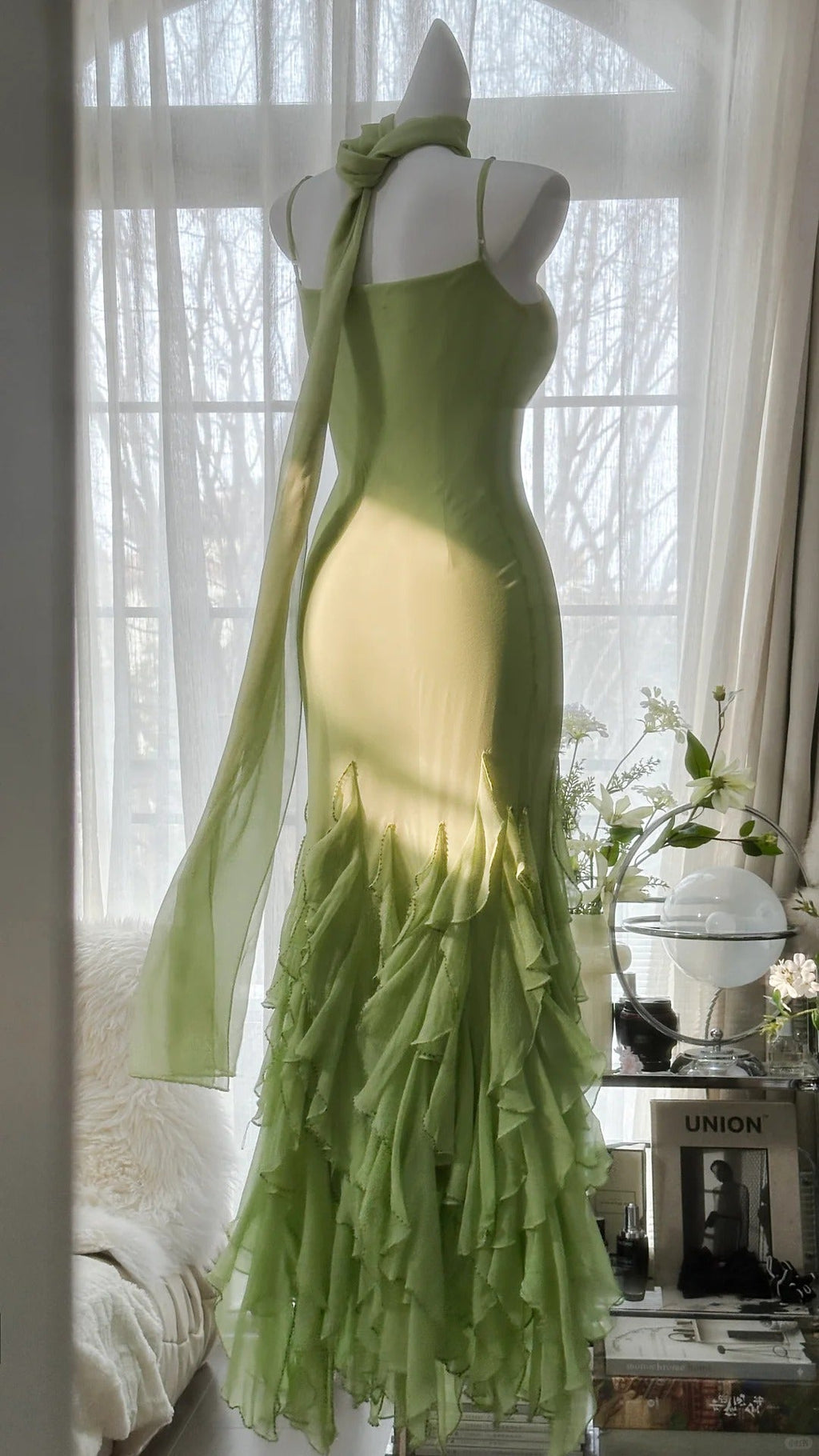 Vintage Evening Dresses, Sleeveless Green Party Gowns  25524