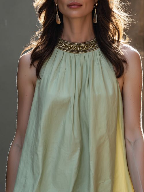 Bohemian Style Mint Green Sleeveless Top