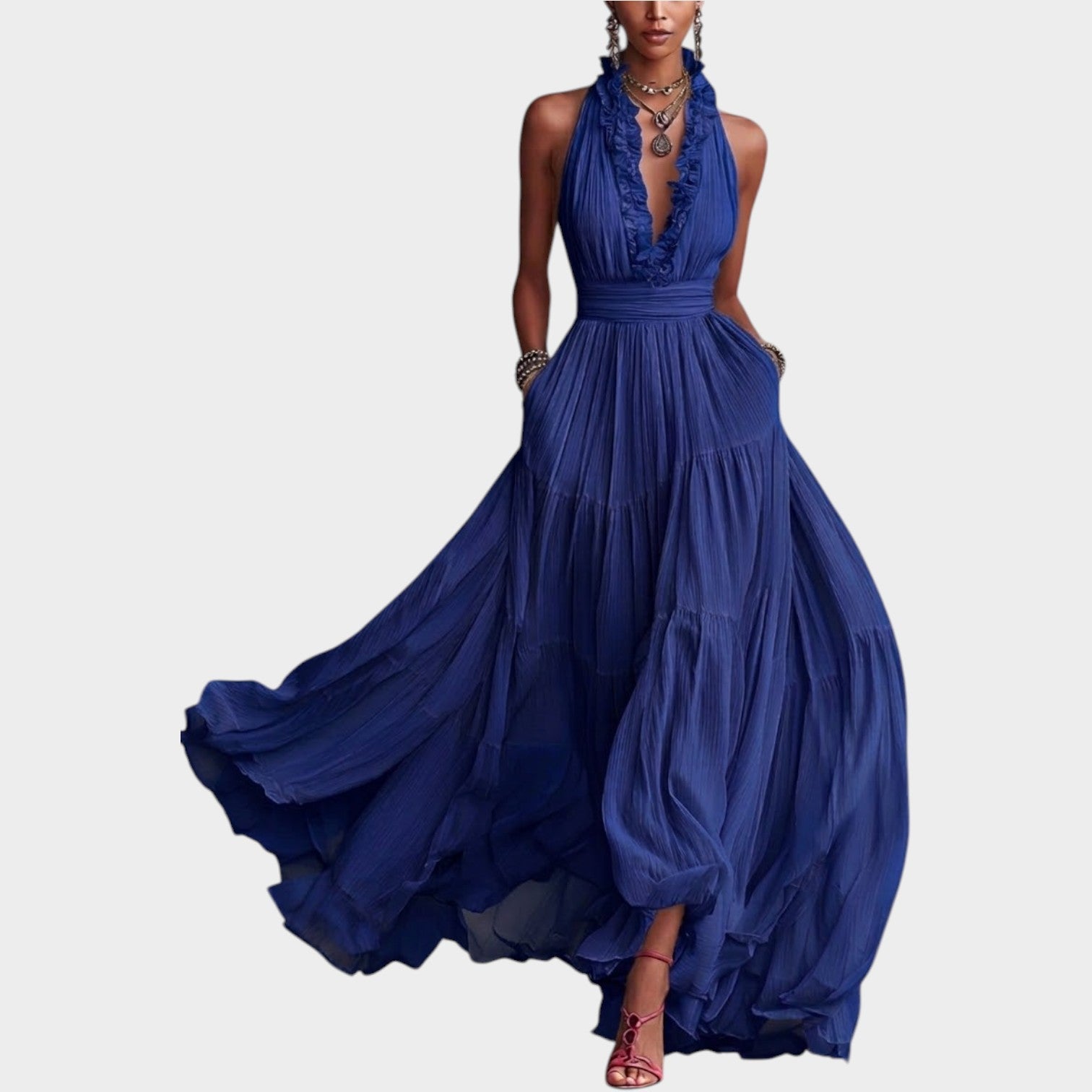 Ruffled Halter Maxi Dress