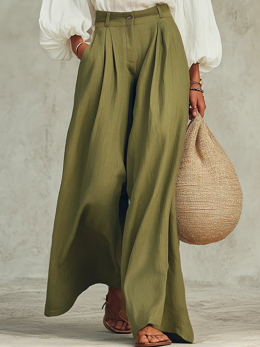 Airy Puff Sleeve Wide-Leg Set
