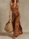 Sleek Halter Leopard Maxi Dress