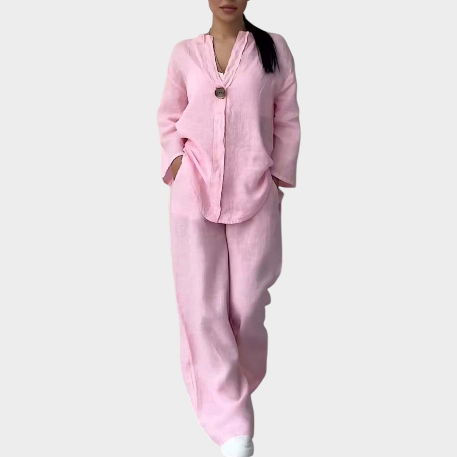 Relaxed Linen-Style Two-Piece Set