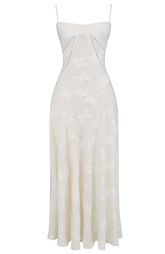 Floral Corset Maxi Dress Ivory
