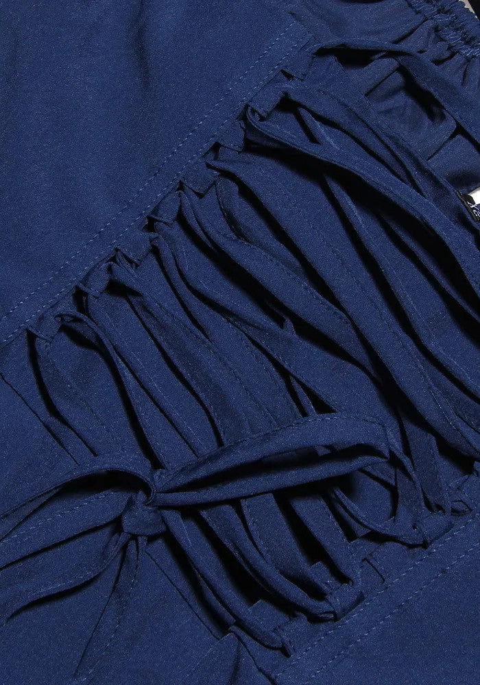 Bustier Corset A Line Midi Dress Navy Blue