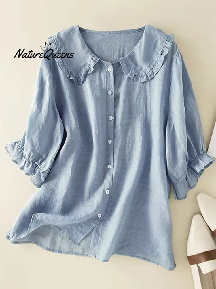 Women‘s Peter Pan Collar Cotton Shirt