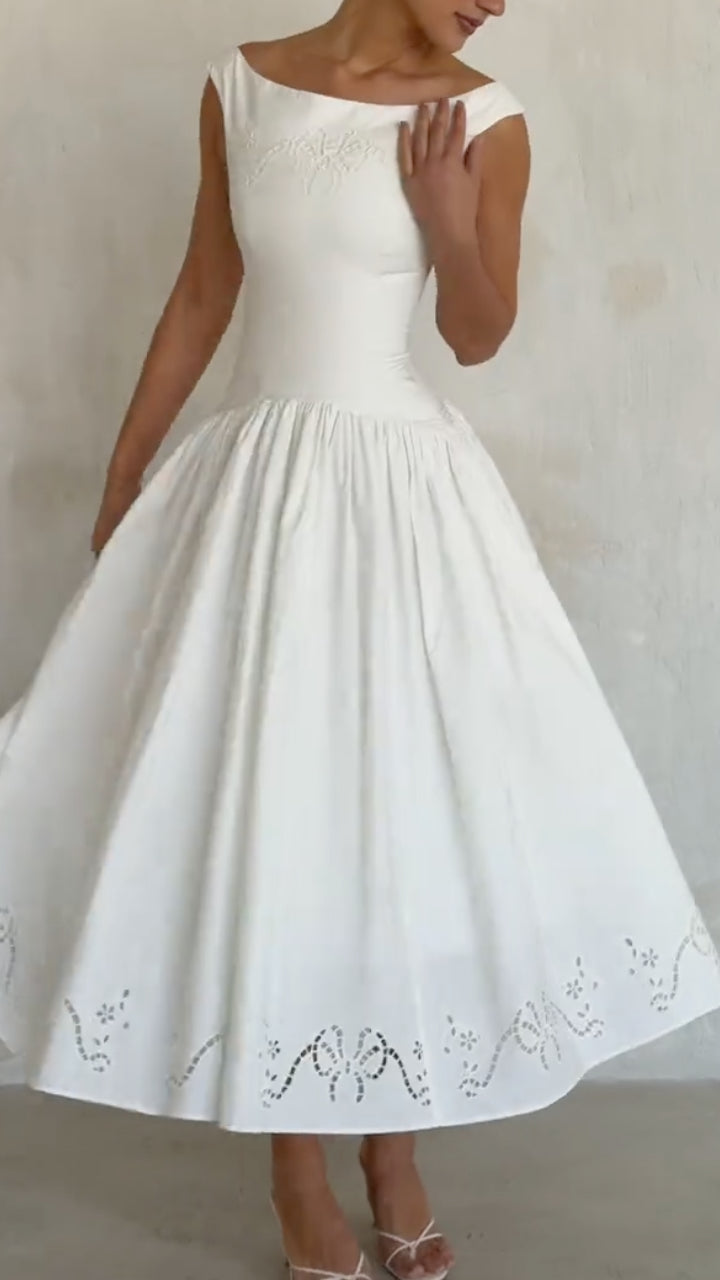 Sleeveless Embroidered Fit and Flare Dress