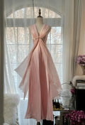Pink Elegant Exquisite Rhinestone Long Satin Chiffon Ball Gown Evening Dress Party Dress Birthday Dress Date Dress 4163