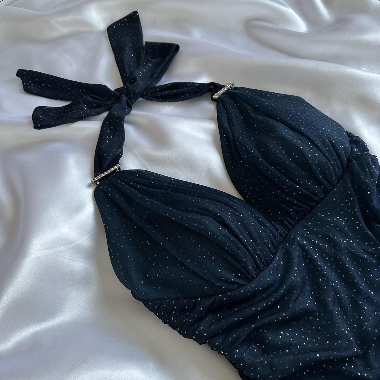 Indigo Shiny Elegant Fashion Strapless Long Tulle Prom Dress Evening Dress Birthday Party Dress