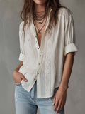 Casual Lace-paneled Linen And Cotton Shirt