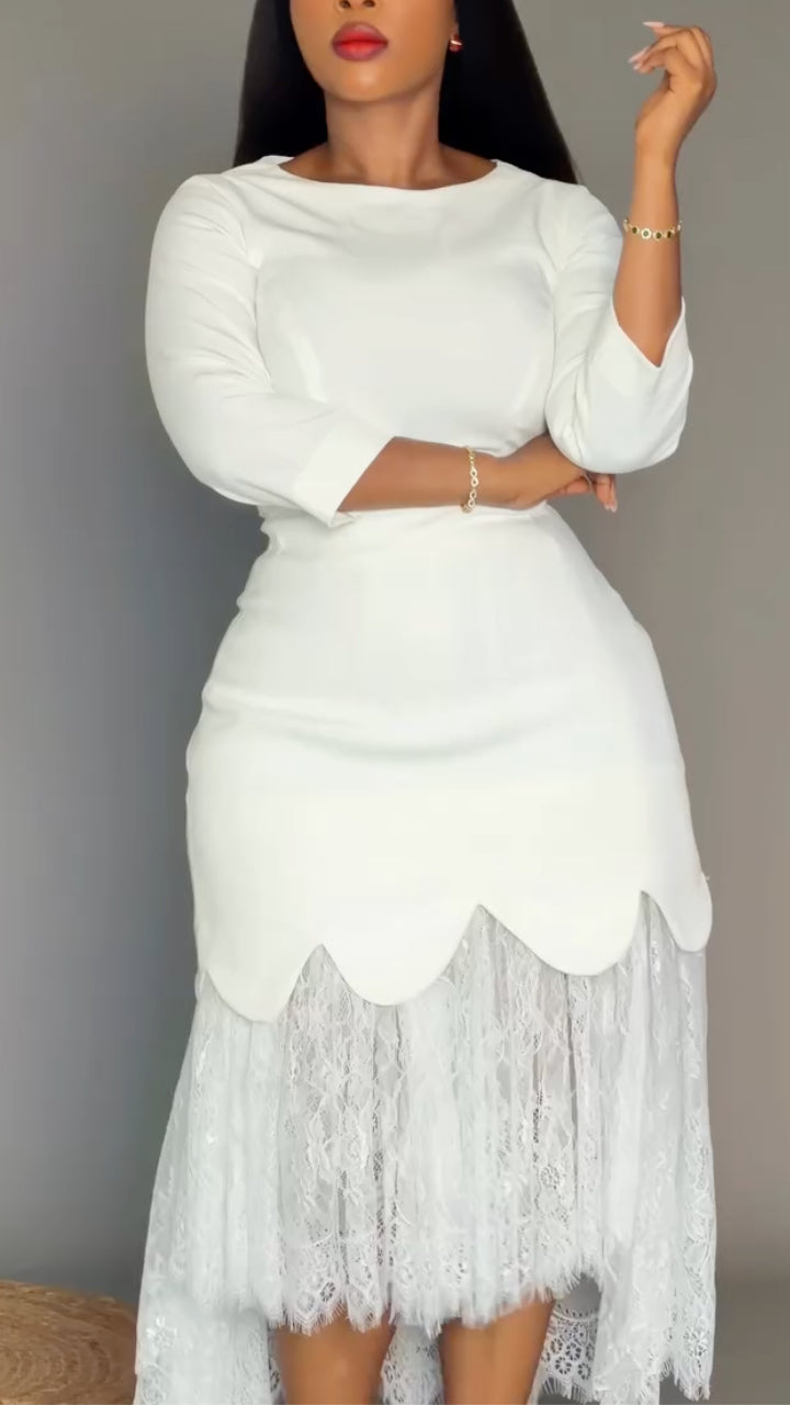 Women's Elegant Lace-Trimmed Dress