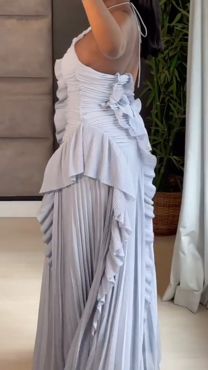 Halter Ruffled Maxi Dress