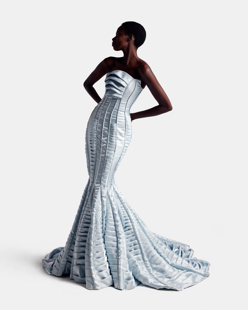 BlUEMOON Gradient Ice Cold Blue Cosmic Couture Gown