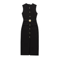 Marisse Belted Button Front Midi Dress – Sleeveless Smart Casual Dress in Black, Brown & Red Wine