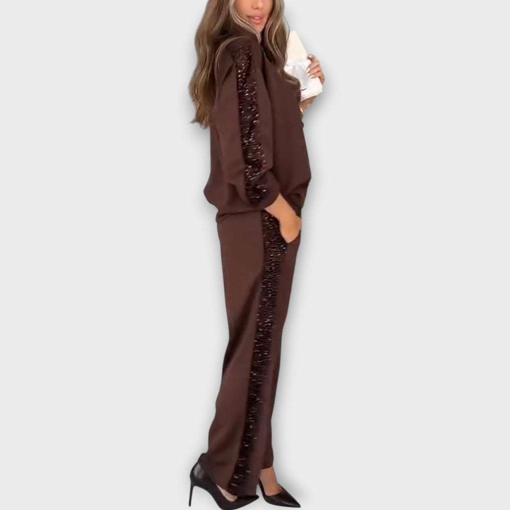 Luxe Sequin Trim Lounge Set