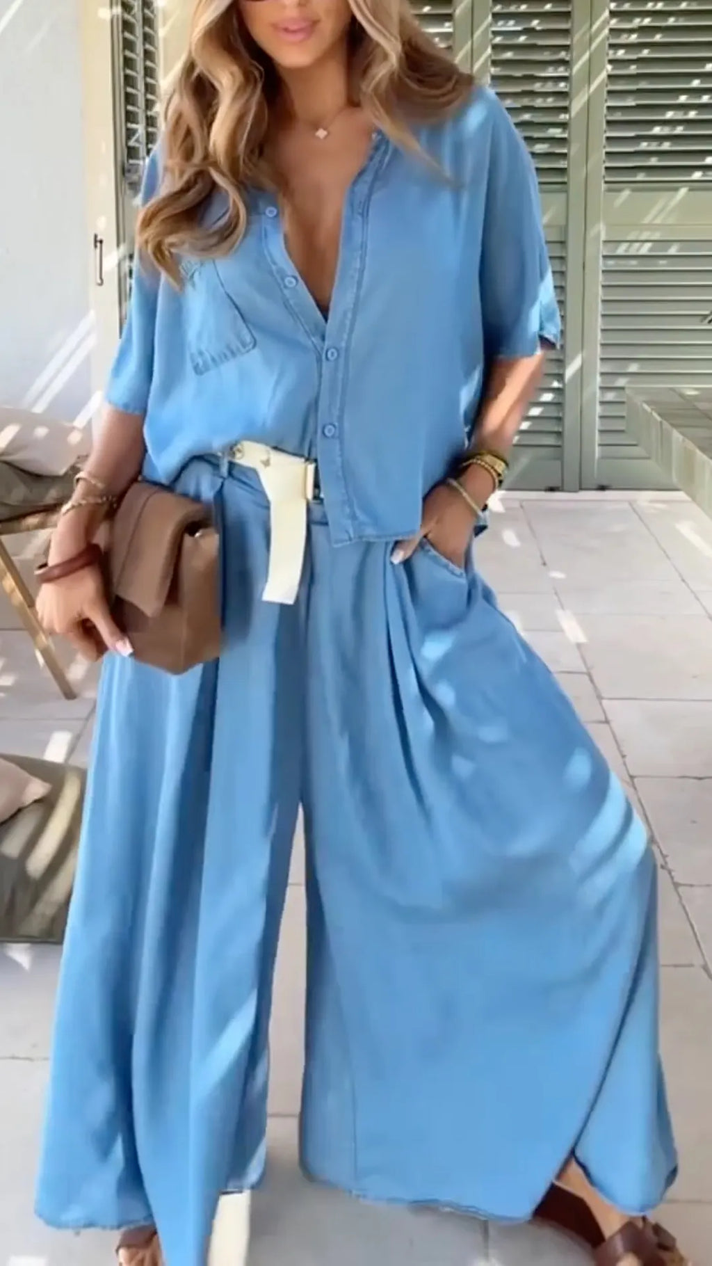 Light Wash Soft Denim 2 Piece Set