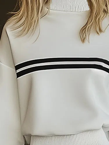 [24-hour shipping out]Fashionable Sports Style Striped Sweatshirt Long Sleeve Mini Dress