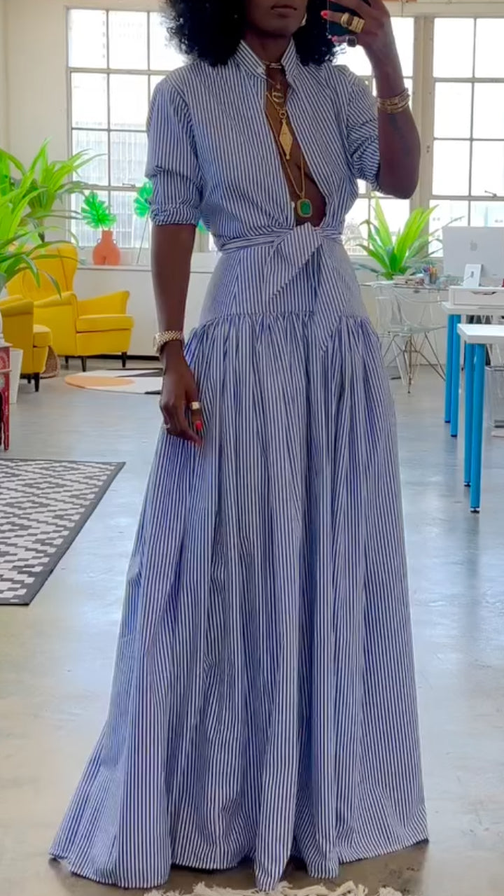Striped Maxi Shirt Dress