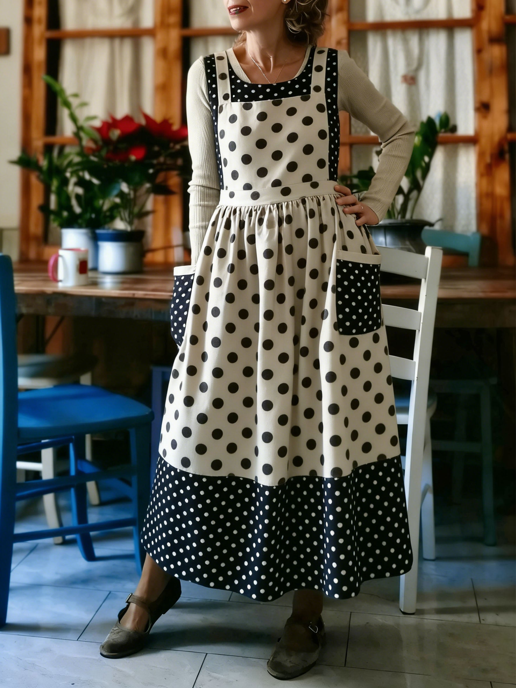 Vintage Polka Dot Patchwork Apron