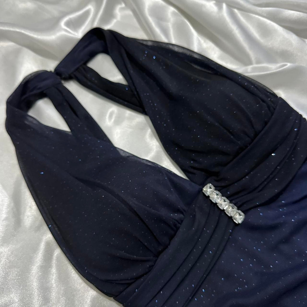 Betsy & Adam Women's Black and Blue Dress