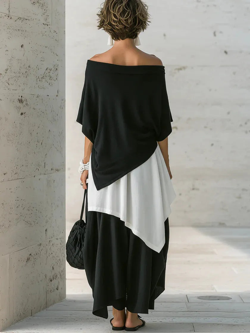Loose-fit Casual Linen And Cotton Top And Skirt Two-piece Set
