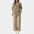 Floral Blouse and Wide-Leg Pants Set