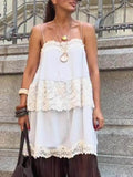 Delicate Lace Paneled Loose-Fitting Tank Top