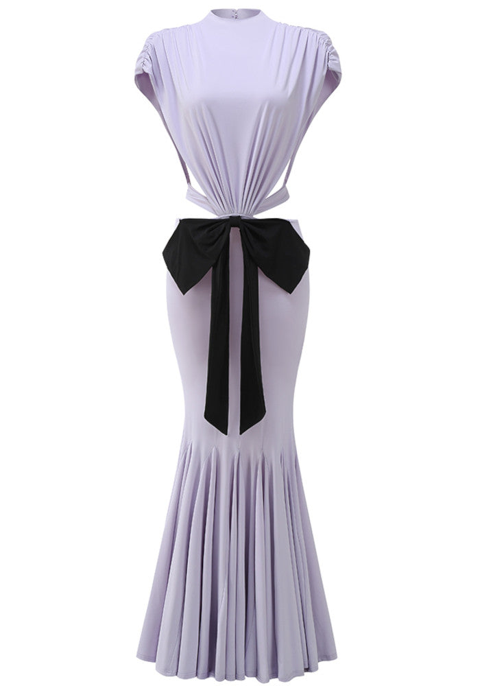Bow Detail Cut Out Maxi Dress Lavender