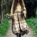 Vintage Lace Floral Linen Blend Maxi Dress