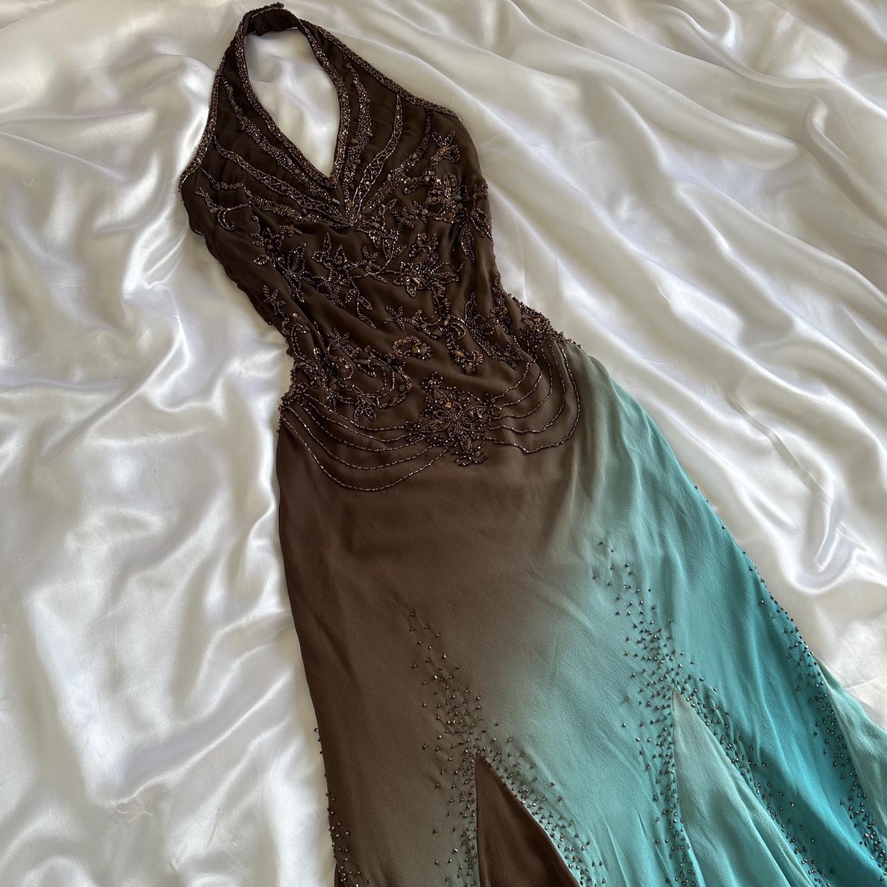 Women's Brown and Blue Dress