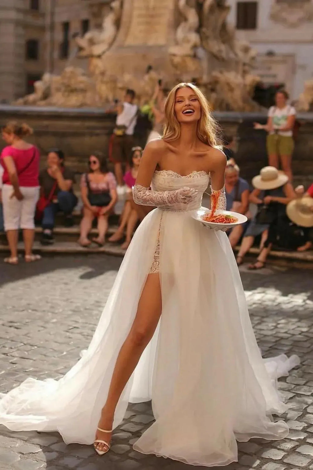 Elegant Off-the-Shoulder Tulle Mermaid Wedding Dress With Lace Appliques