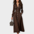 Tailored Button-Front Midi Dress