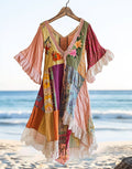 Vintage Summer Print Patchwork Dress 0be0