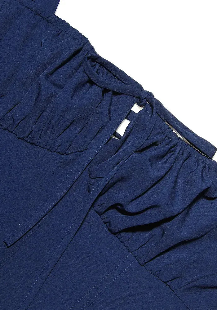 Bustier Corset A Line Midi Dress Navy Blue