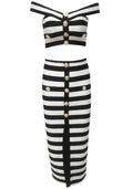 Bardot Stripes Two Piece Midi Dress Black White