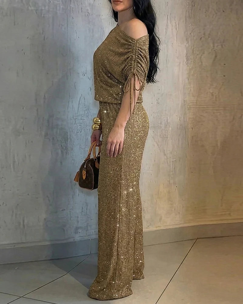 Stylish, Comfortable, And Sparkling Rhinestone Sleeveless Top And Pants Two-piece Set