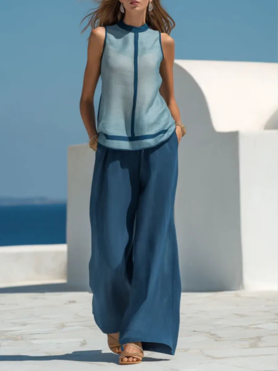 Sleeveless Top And Trousers Set