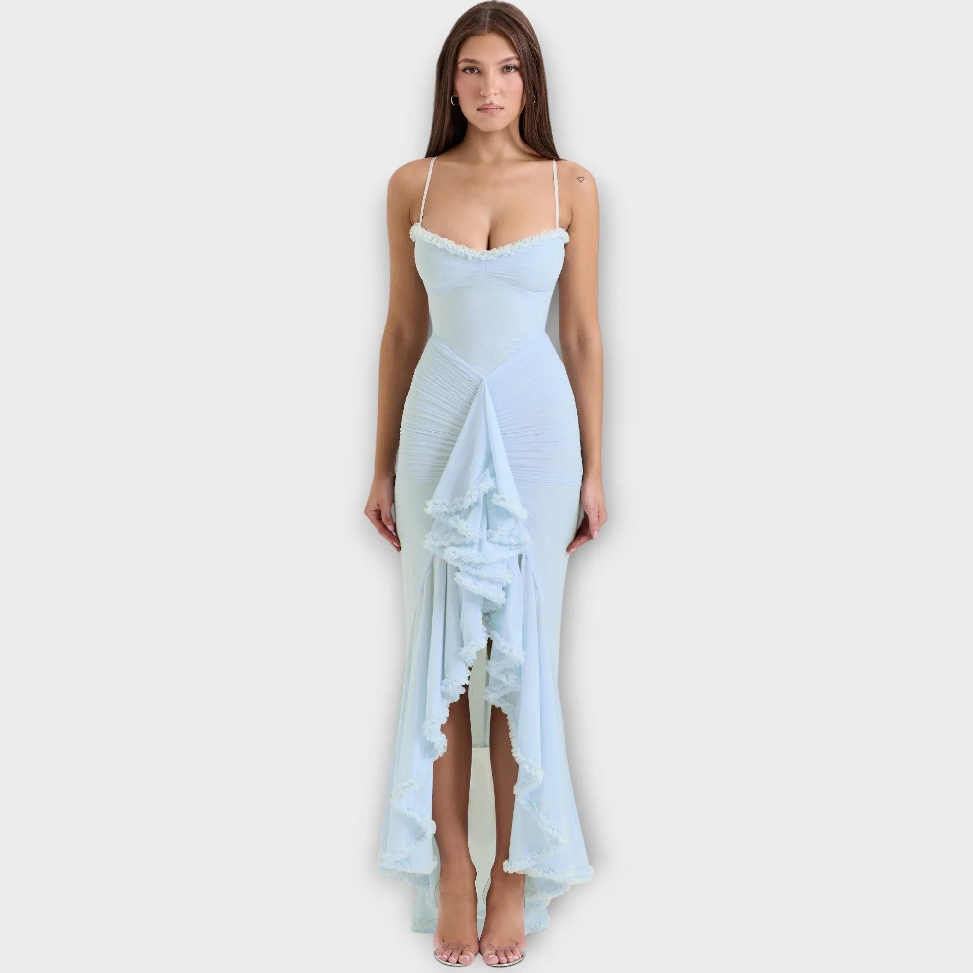 Elegant Ruffled Evening Gown