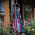 Vintage Bohemian Denim Patch Sleeveless Dress
