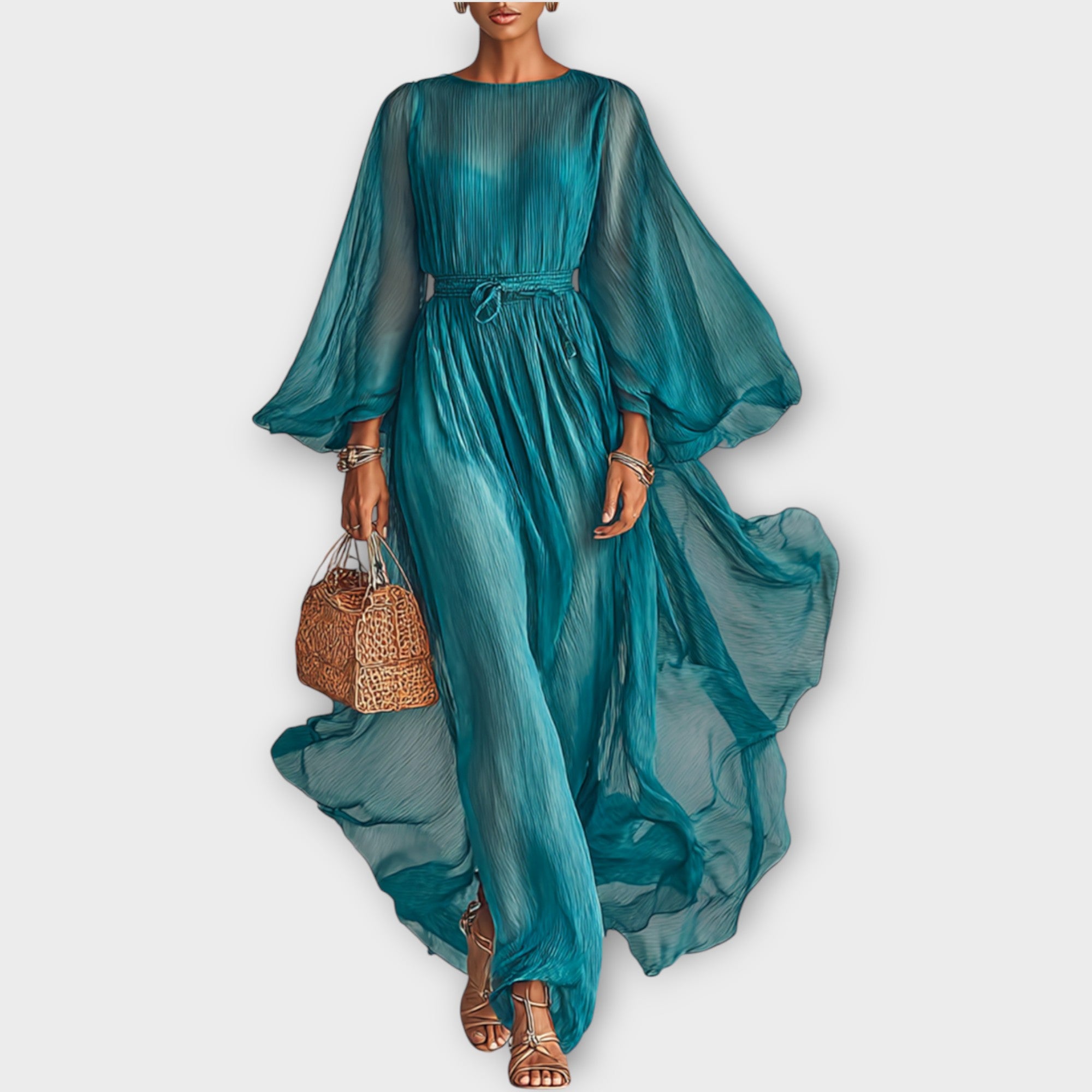 Flowing Pleated Maxi Dress