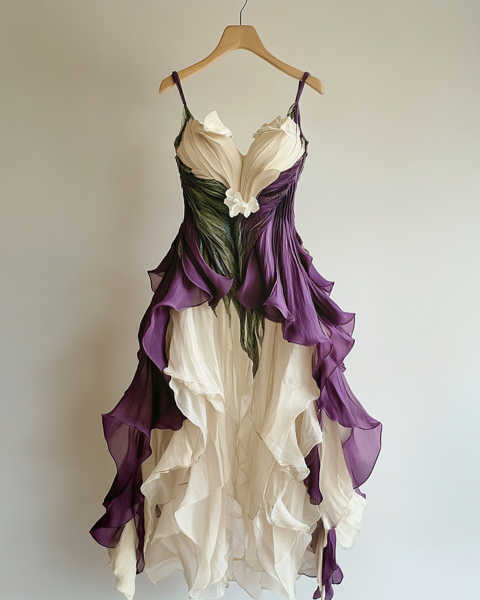 Summer irregular lace patchwork beaded dress bf9b