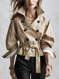 Elegant Double Breasted Belted Trench Coat