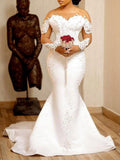 Simple See-Through Puff Sleeve Falbala See-Through Mermaid Maxi Dress